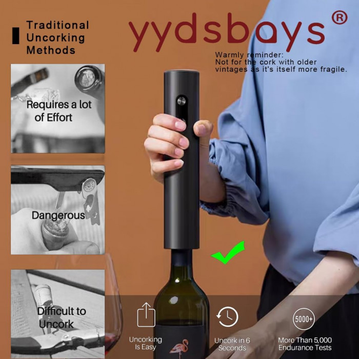 Штопор электрический Sommelier пластик/металл, на батарейках, черный