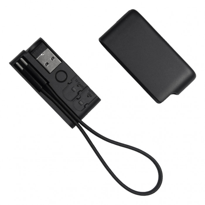 Кабель зарядный выдвижной USB Ultra Link  60W 3-в-1 на Lightning, Micro-USB, Type-C «U50» 2,4 A, Quick Charge в пластиковом футляре, черный