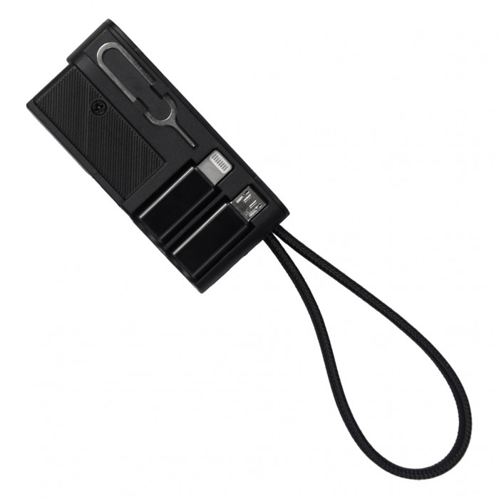 Кабель зарядный выдвижной USB Ultra Link  60W 3-в-1 на Lightning, Micro-USB, Type-C «U50» 2,4 A, Quick Charge в пластиковом футляре, черный