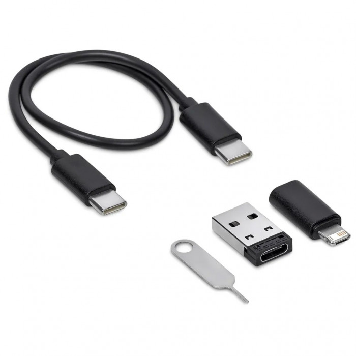 Кабель зарядный выдвижной USB Solid Line  60W 3-в-1 на Lightning, Micro-USB, Type-C «U50» 2,4 A, Quick Charge в пластиковом футляре, черный