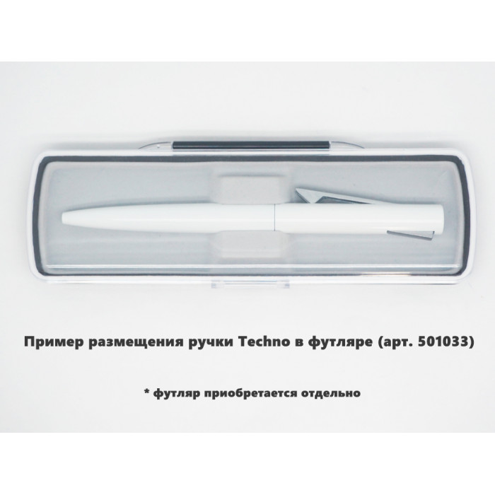Ручка шариковая, пластиковая, металлическая, белая/серебристая, Techno Requis