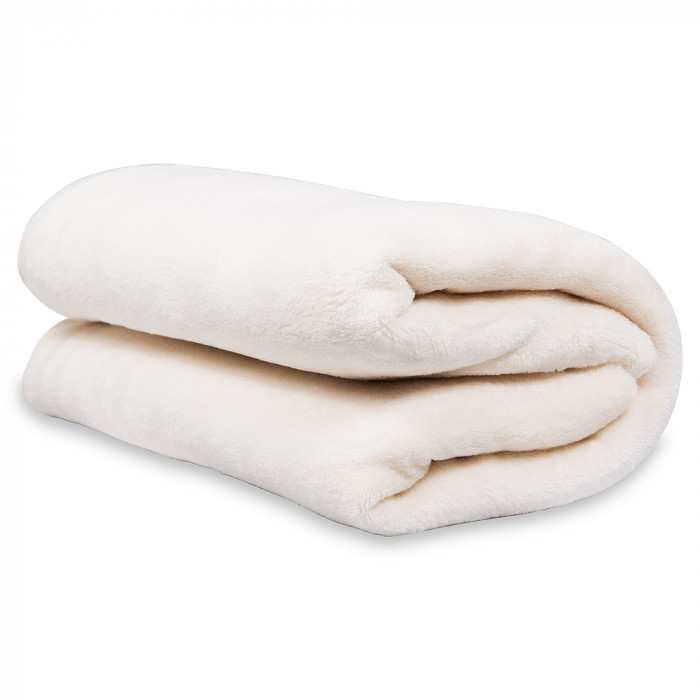 Плед мягкий флисовый Super Soft  Comfort, 125*150 см, бежевый,в подарочной белой крафтовой коробке с окошком