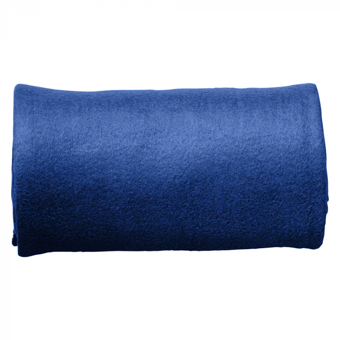 Плед дорожный флисовый  Comfort Warm, темно-синий, размер 152*127 см, в подарочной белой крафтовой коробке с окошком