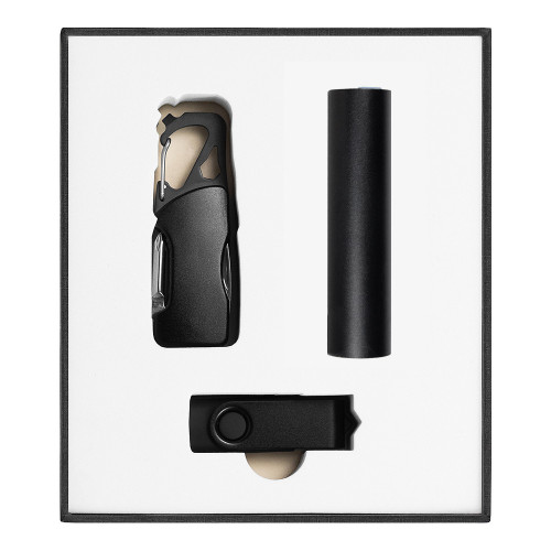 Набор подарочный Solution Superior Trio (флешка USB 2.0 Twister 16GB, пластик Софт Тач/металл, черный/черный, фонарик Tools Spot, брелок-карабин Tools Module) Набор подарочный Solution Superior Trio (флешка USB 2.0 Twister 16GB, пластик Софт Тач/металл, черный/черный, фонарик Tools Spot, брелок-карабин Tools Module)