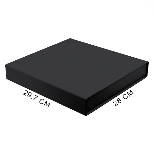 Подарочная коробка, размер 29,7*28,0*4,5 см, Solution Prestige Magnum Linen с магнитным клапаном, черная, без ложемента