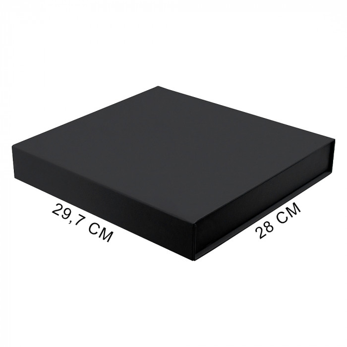 Подарочная коробка, размер 29,7*28,0*4,5 см, Solution Prestige Magnum Linen с магнитным клапаном, черная, без ложемента