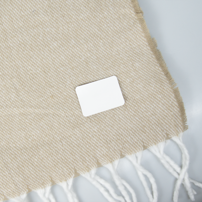 Шеврон Rectangle Cowhide размер 60*30 мм, белый, со скругленными углами