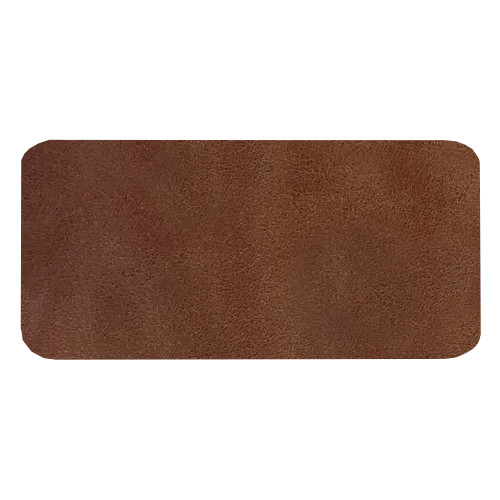 Шеврон Rectangle Smooth Leather размер 60*30 мм, коричневый, со скругленными углами