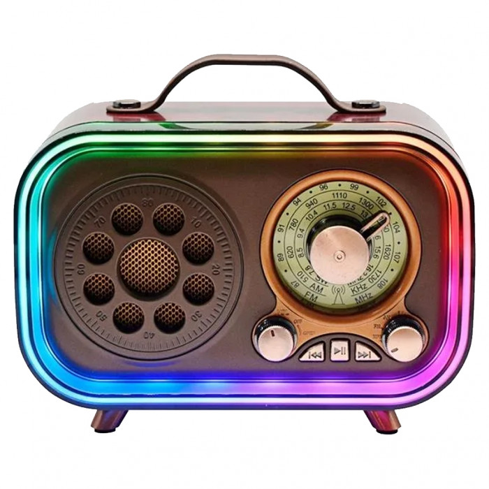Ретро радио в стиле радиолы, диапазон частот  AM FM SW, USB, Bluetooth, Heritage Memories, со светодиодной подсветкой, цвет коричневый