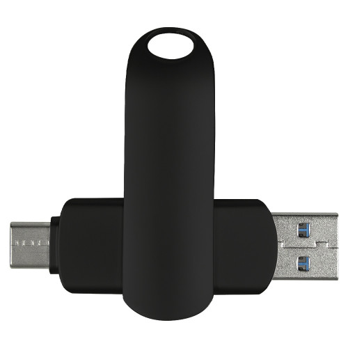 Флеш накопитель  USB 3.0 + TYPE C Cupertino, металл, черный матовый, 16 GB