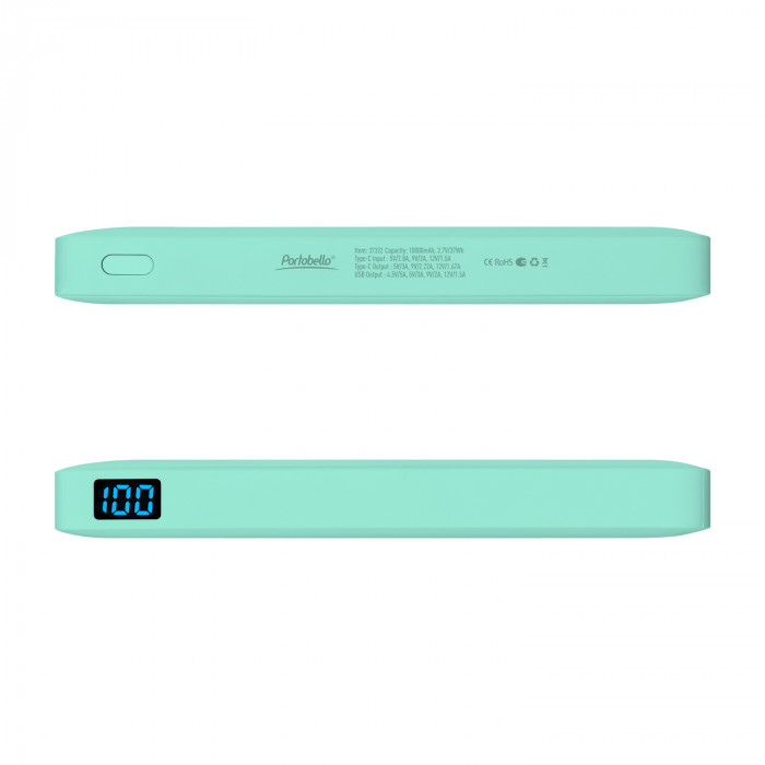Внешний аккумулятор с подсветкой Анкор Плюс PD (Ancor PD Plus) 10000 mAh, бирюзовый