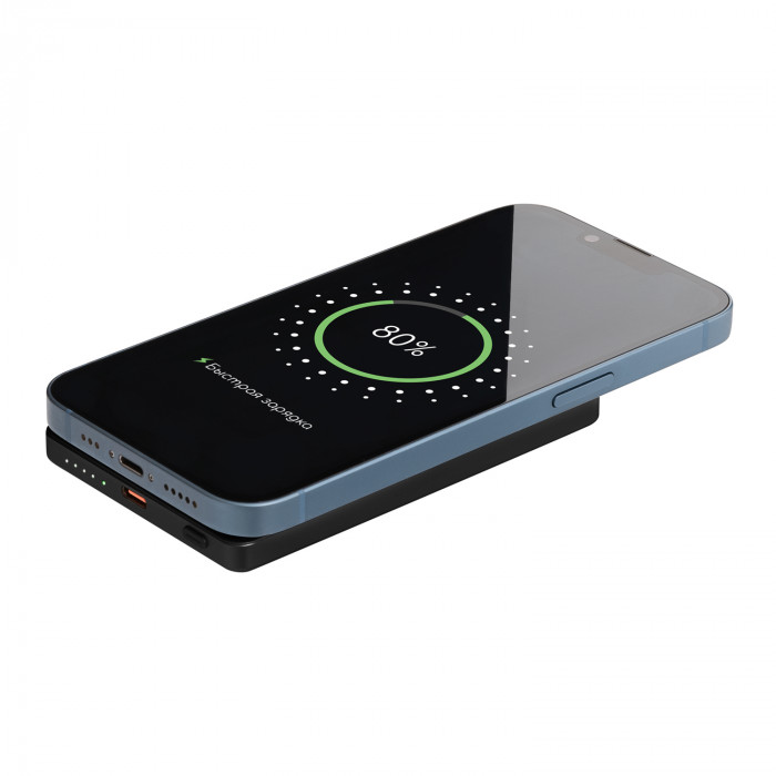 Внешний аккумулятор Атлантис (Atlantis) PD 5000mAh с функцией беспроводной зарядки 15W, черный