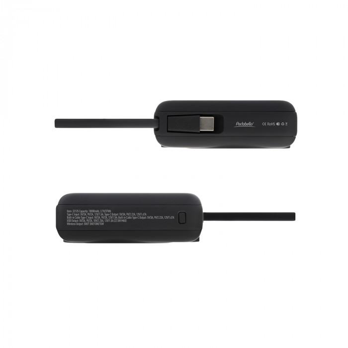 Внешний аккумулятор с подсветкой Риттер PD (Ritter PD) 10000mAh с функцией беспроводной зарядки 15W, черный