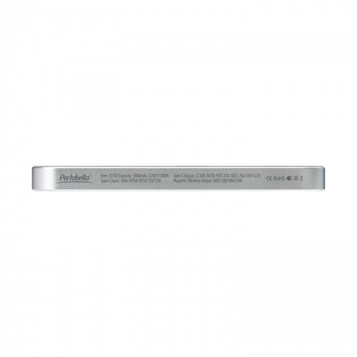 Внешний аккумулятор Артекс PD (Artex PD) 5000mAh с функцией беспроводной зарядки 15W, серебряный