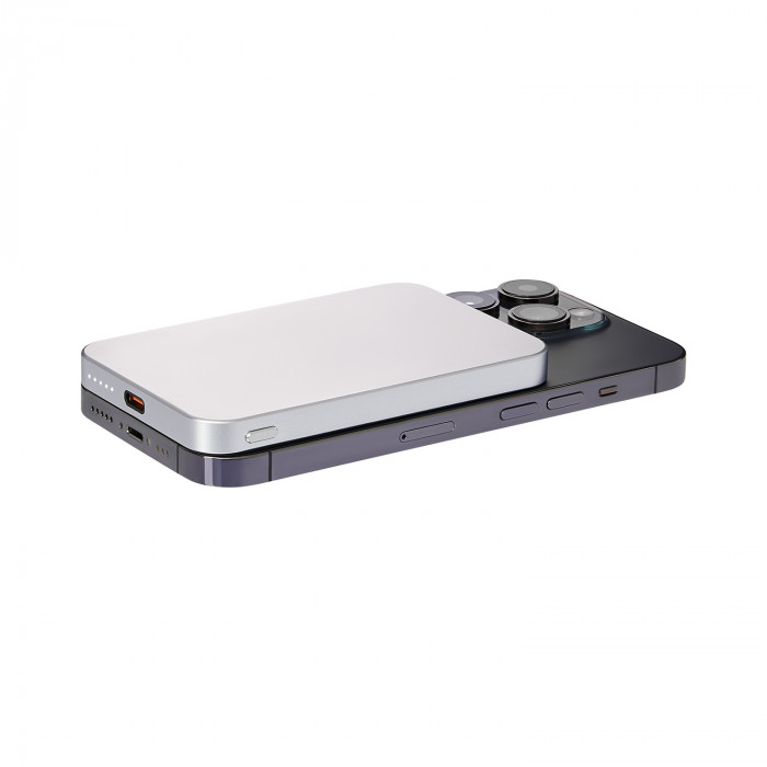 Внешний аккумулятор Артекс PD (Artex PD) 5000mAh с функцией беспроводной зарядки 15W, серебряный