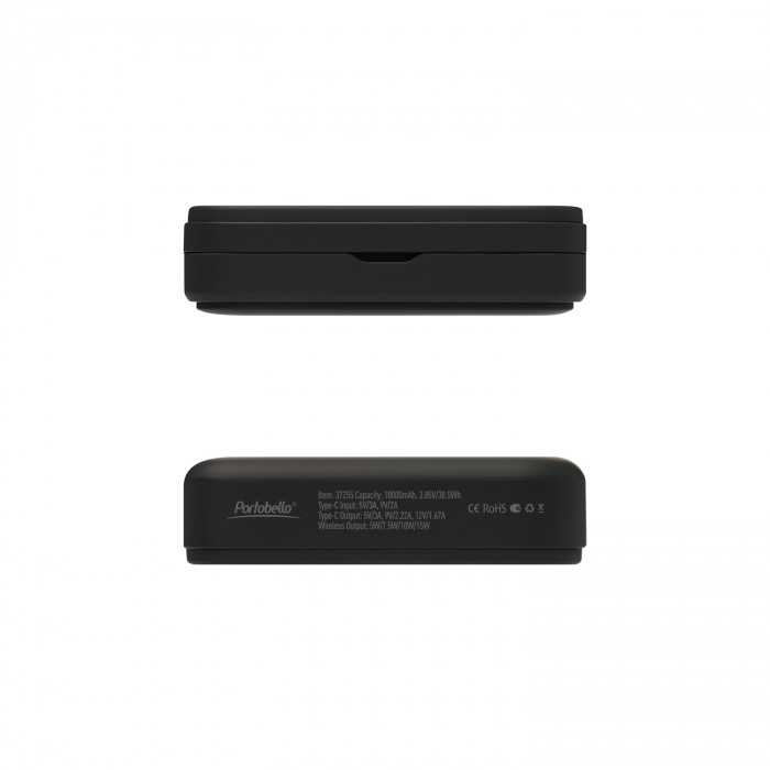 Внешний аккумулятор Юнион PD (Union PD) 10000mAh с функцией беспроводной зарядки 15W, черный