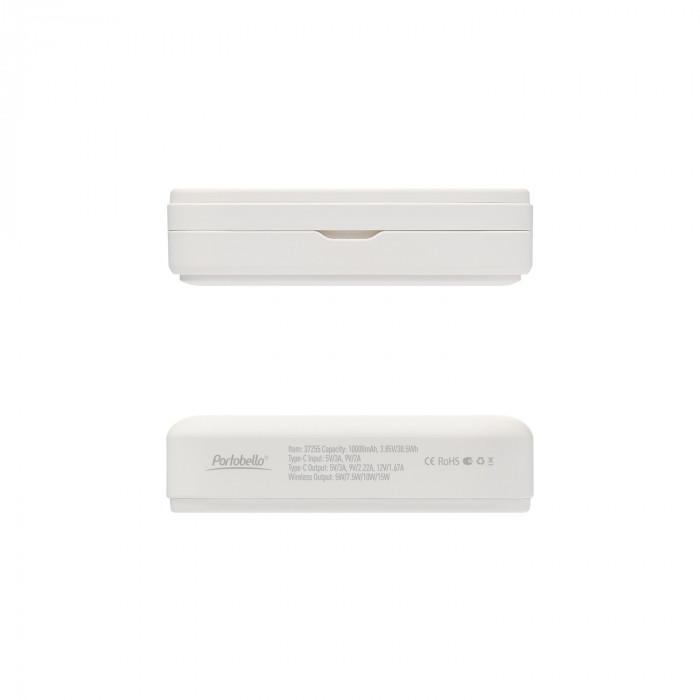 Внешний аккумулятор Юнион PD (Union PD) 10000mAh с функцией беспроводной зарядки 15W, белый Перчик