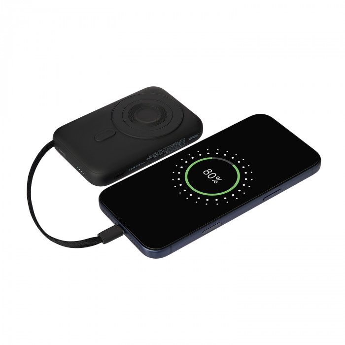 Внешний аккумулятор Комбо (Combo) 4-в-1 10000mAh с функцией беспроводной зарядки 15W, черный