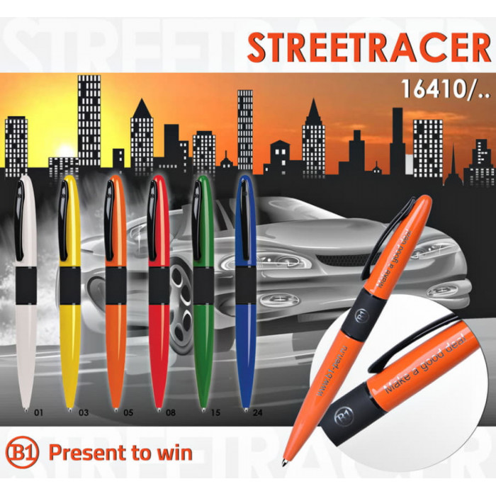 STREETRACER, ручка шариковая, белый/черный, металл