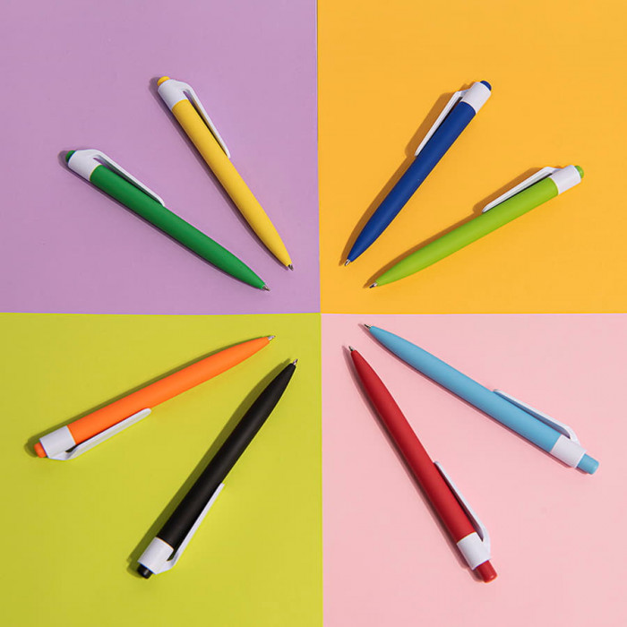 Ручка шариковая N16 soft touch, голубой, пластик, цвет чернил синий