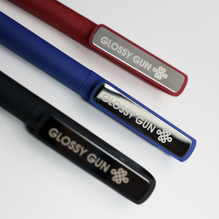 Ручка шариковая GLOSSY GUN с покрытием soft touch, красный/темно-серый, пластик, металл