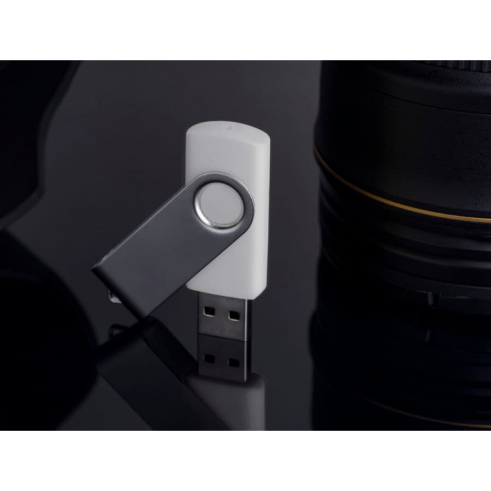 USB flash-карта DOT (8Гб), белый, 5,8х2х1,1см,пластик металл
