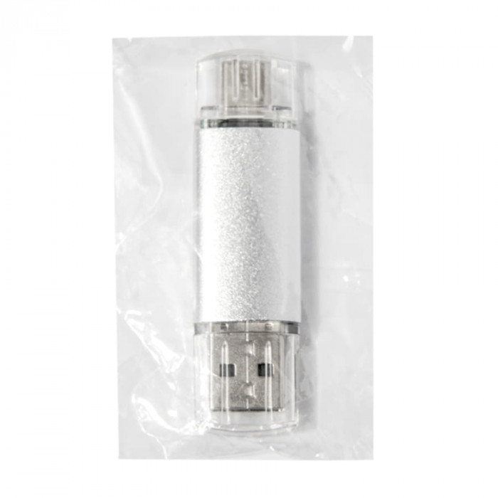 USB flash-карта ASSORTI OTG Type-C (16Гб), серебристая, 6,3х1,7х0,8 см, металл