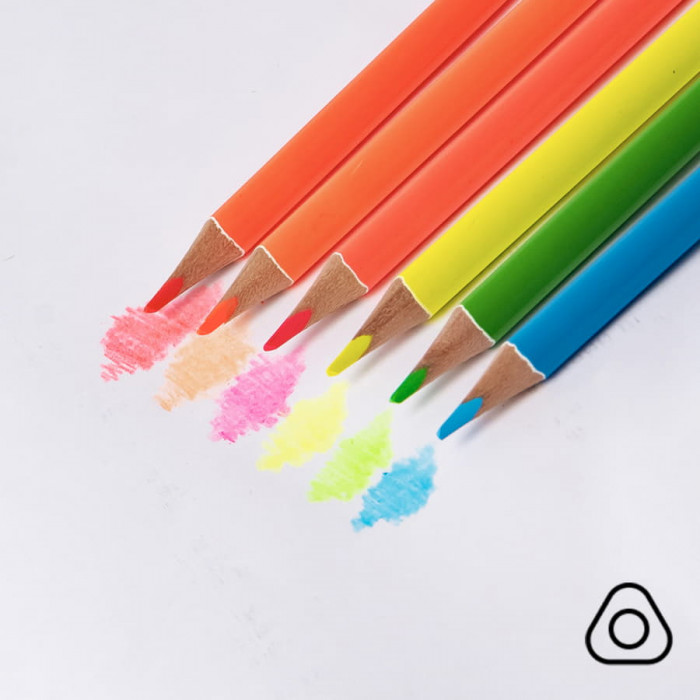 Цветные карандаши NEON, 6 цветов, дерево, картон