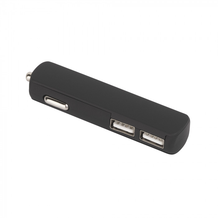Автомобильное зарядное устройство Slam с 2-мя разъёмами USB, покрытие soft touch