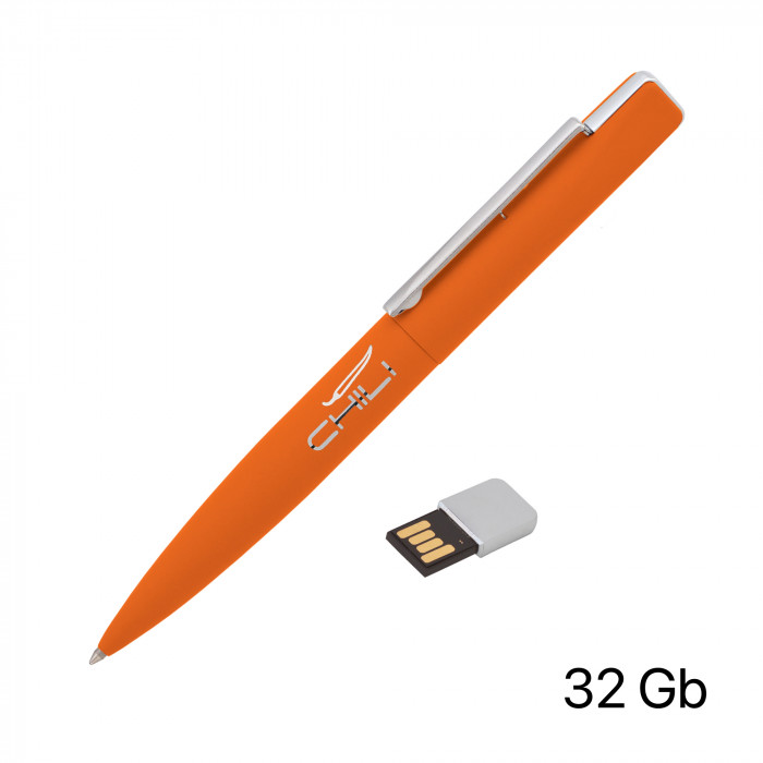 Ручка шариковая Callisto с флеш-картой 32Gb, покрытие soft touch