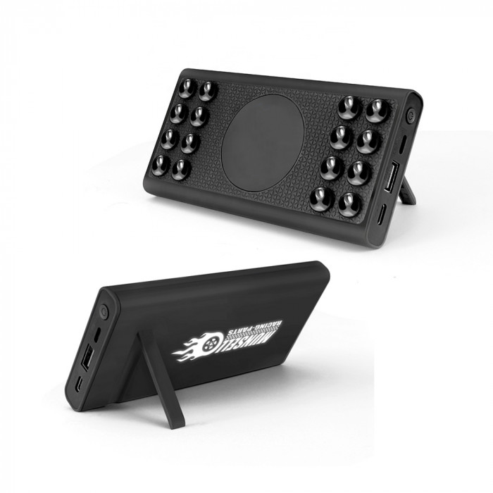 Беспроводное зарядное устройство Eight SOFTTOUCH, 8000 mAh, с подсветкой логотипа и подставкой