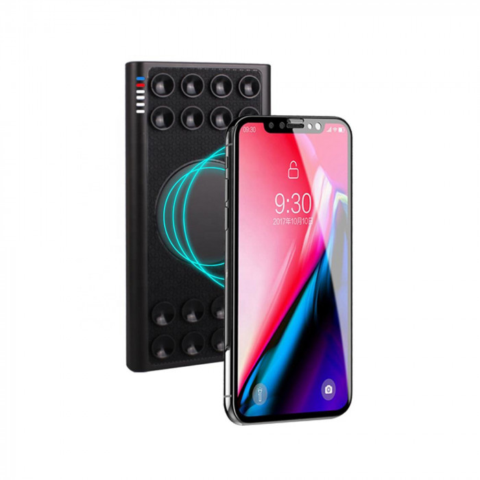 Беспроводное зарядное устройство Eight SOFTTOUCH, 8000 mAh, с подсветкой логотипа и подставкой