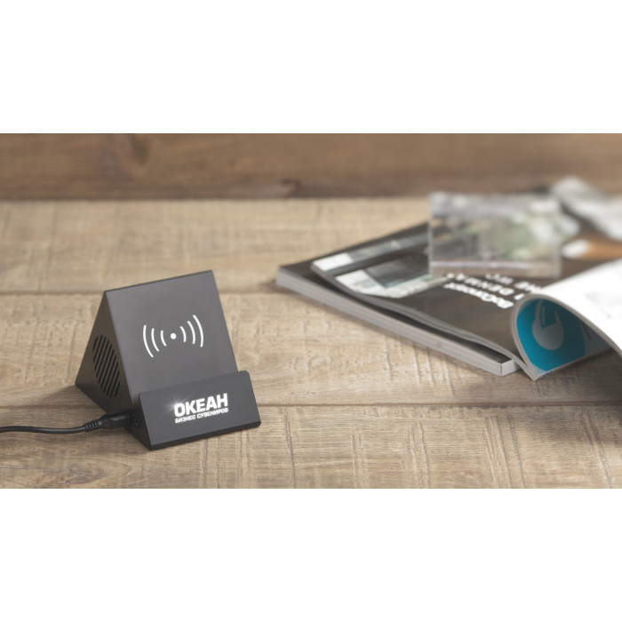 Bluetooth колонка-подставка Rock 3Вт с беспроводным зарядным устройством и подсветкой логотипа