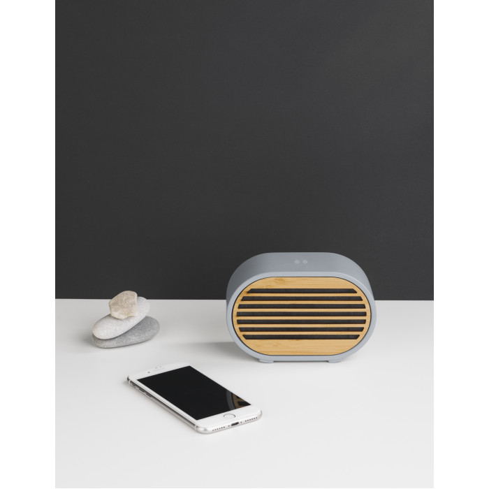 Bluetooth-колонка Stonehenge 5Вт с беспроводным зарядным устройством, камень/бамбук