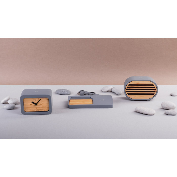 Bluetooth-колонка Stonehenge 5Вт с беспроводным зарядным устройством, камень/бамбук