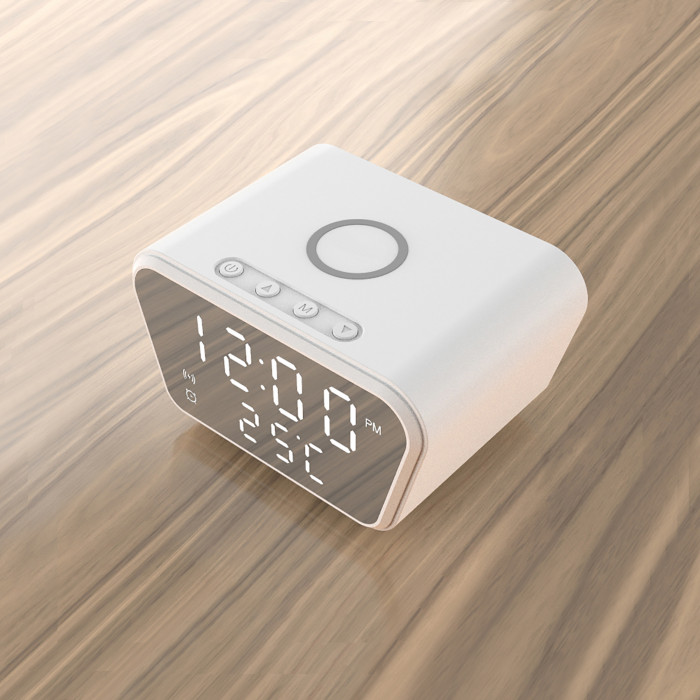 Настольные часы Smart Clock с беспроводным (15W) зарядным устройством, будильником и термометром