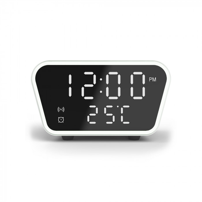 Настольные часы Smart Clock с беспроводным (15W) зарядным устройством, будильником и термометром