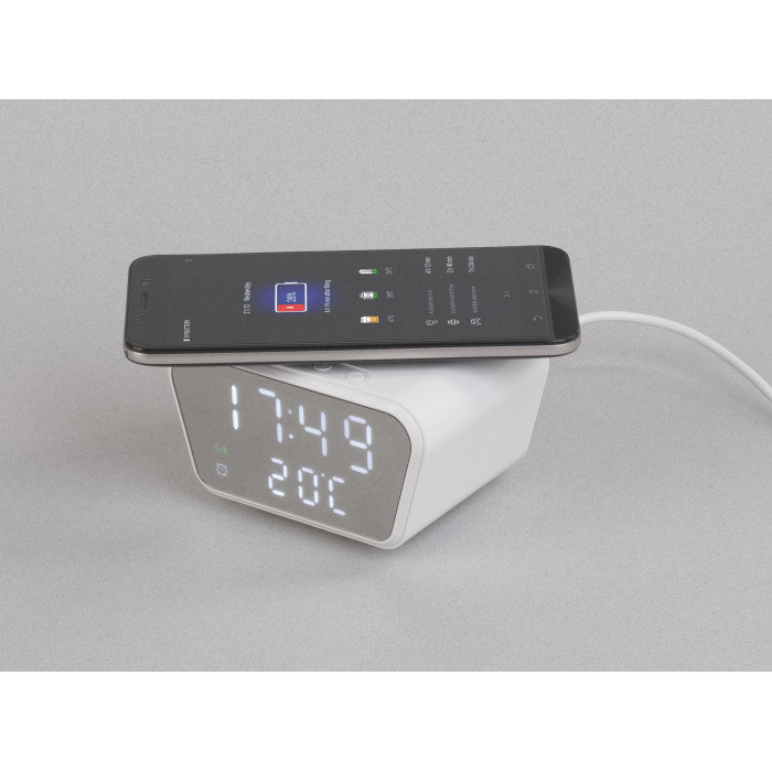 Настольные часы Smart Clock с беспроводным (15W) зарядным устройством, будильником и термометром