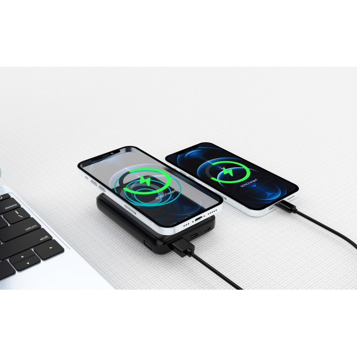Беспроводное магнитное ЗУ Forsage SOFTTOUCH, 8000 mAh с быстрой проводной (20W) и беспроводной (15W) зарядкой, покрытие soft touch