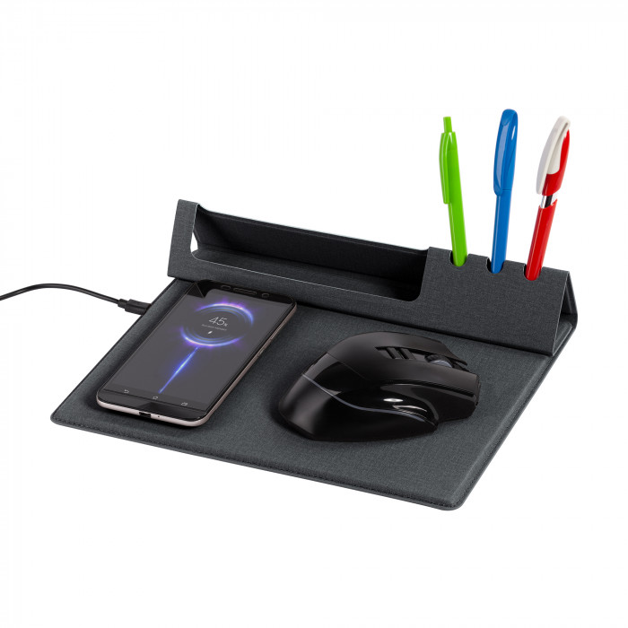 Настольная складная подставка Cool Desk с беспроводным (10W) зарядным устройством и ковриком для мыши