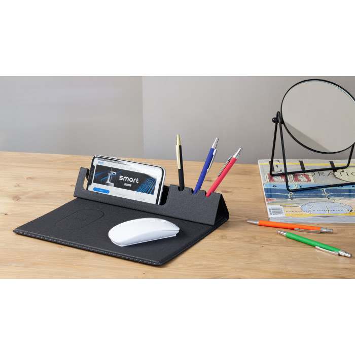 Настольная складная подставка Cool Desk с беспроводным (10W) зарядным устройством и ковриком для мыши
