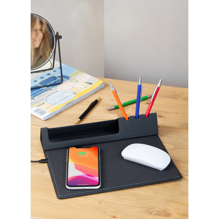 Настольная складная подставка Cool Desk с беспроводным (10W) зарядным устройством и ковриком для мыши