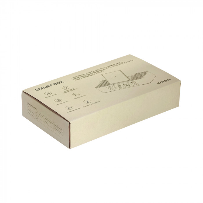 Настольные часы Smart Box с bluetooth колонкой (2х3Вт), беспроводным (15W) зарядным устройством и складной подставкой под смартфон