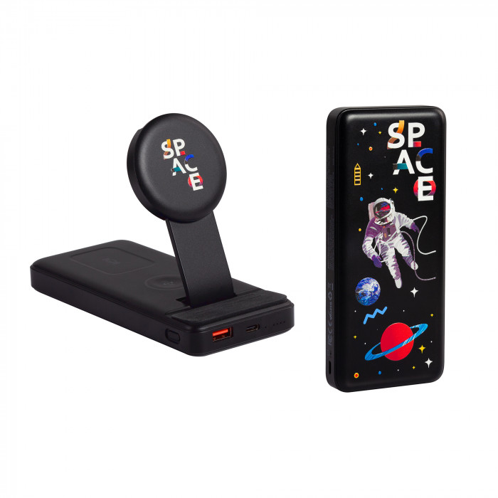 Беспроводная зарядная (20W/15W) станция-пауэрбэнк Slider 10000 mAh для смартфонов, наушников, часов, с подвижным зарядным блоком