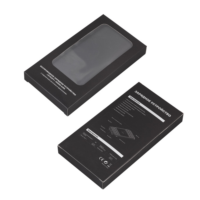 Беспроводное зарядное устройство Sticky SOFTTOUCH, 10000 mAh с подсветкой логотипа и присосками
