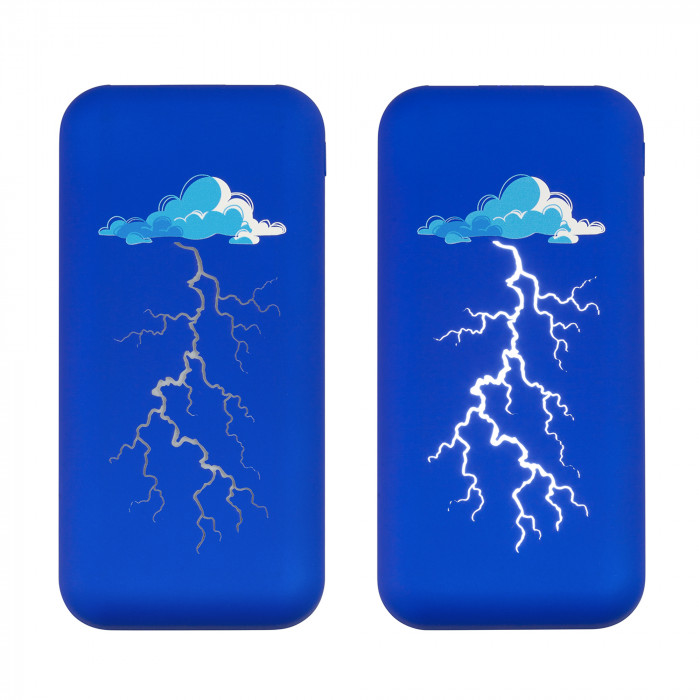 Беспроводное зарядное устройство Sticky SOFTTOUCH, 10000 mAh с подсветкой логотипа и присосками