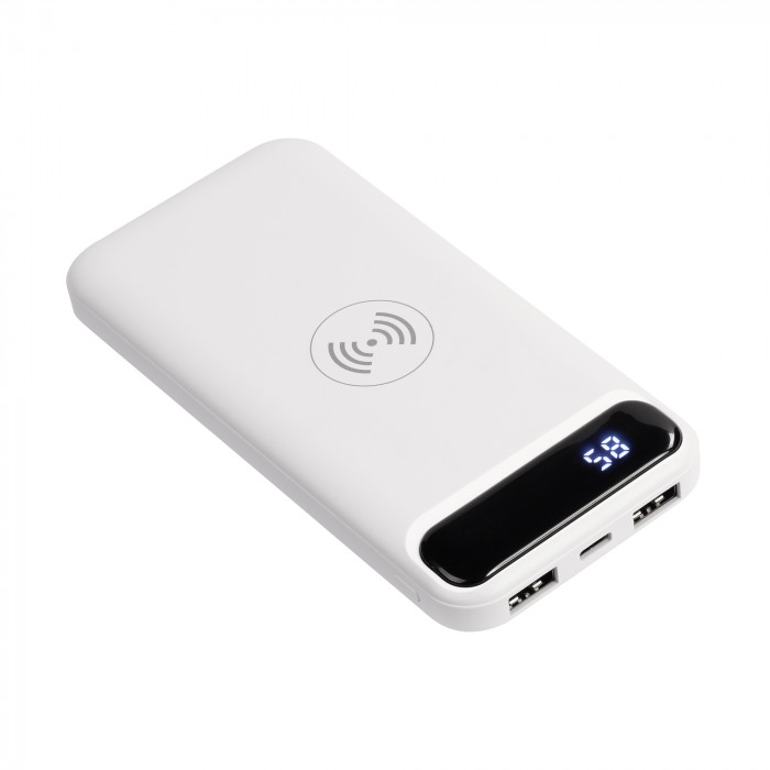 Беспроводное зарядное устройство Quantum, 10000 mAh с цифровым индикатором заряда