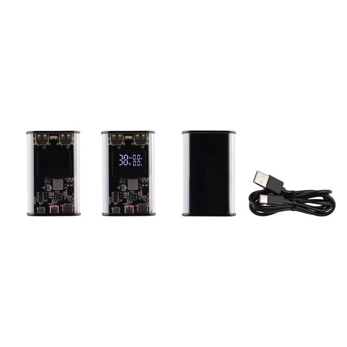 Зарядное (22.5W) устройство Inside 9000 mAh с прозрачным корпусом и цифровым индикатором заряда/напряжения/силы тока