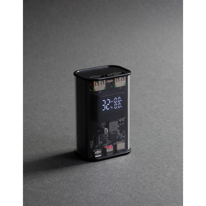 Зарядное (22.5W) устройство Inside 9000 mAh с прозрачным корпусом и цифровым индикатором заряда/напряжения/силы тока