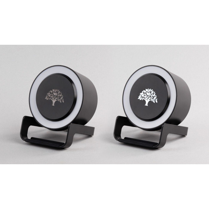 Bluetooth колонка-подставка Smart Loud с беспроводным (10W) зарядным устройством, лампой и подсветкой логотипа
